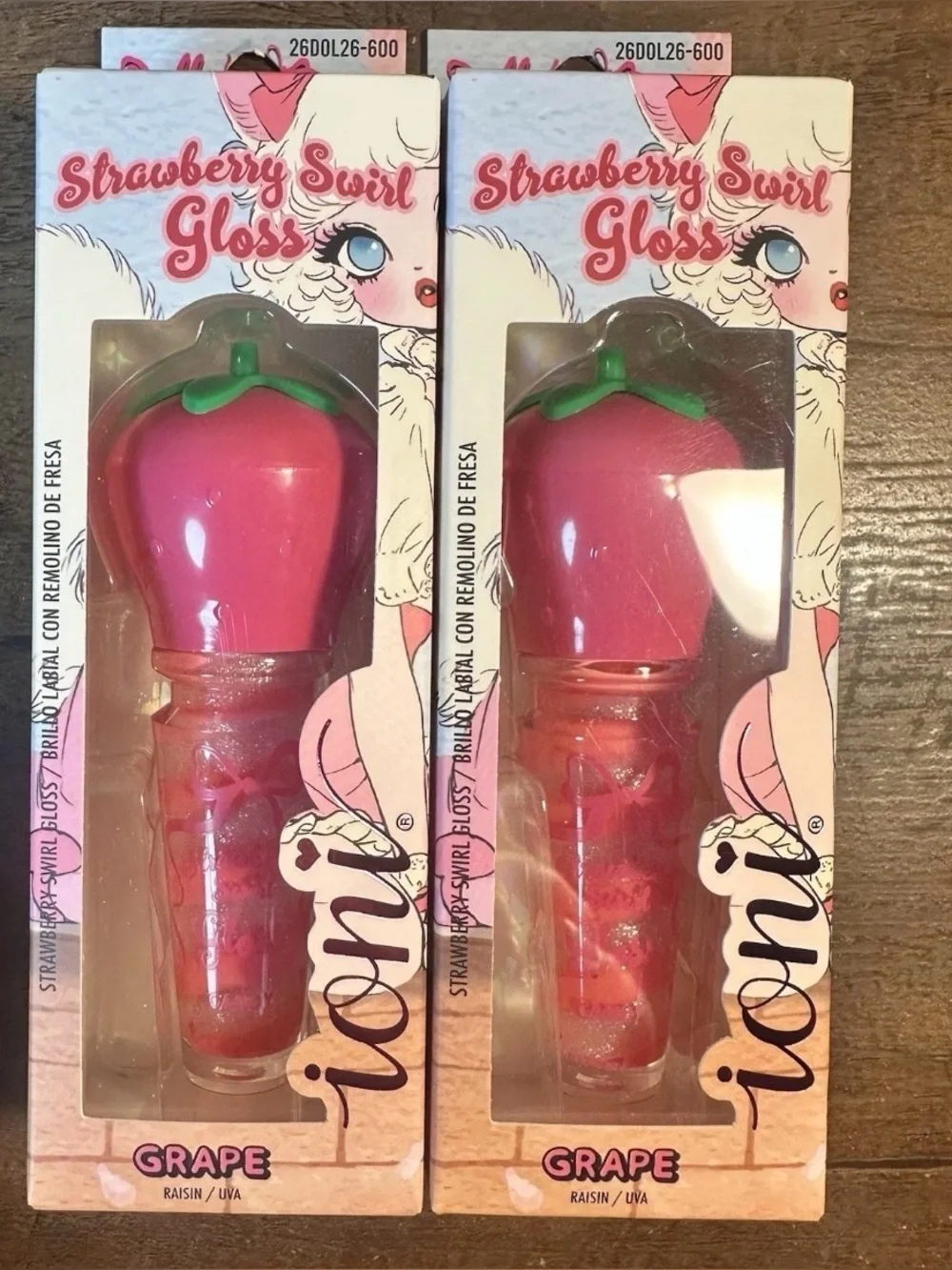 Ioni 2pc Dolly’s Adventure Strawberry Swirl Gloss ~ Grape ~ Hydrating BNIB